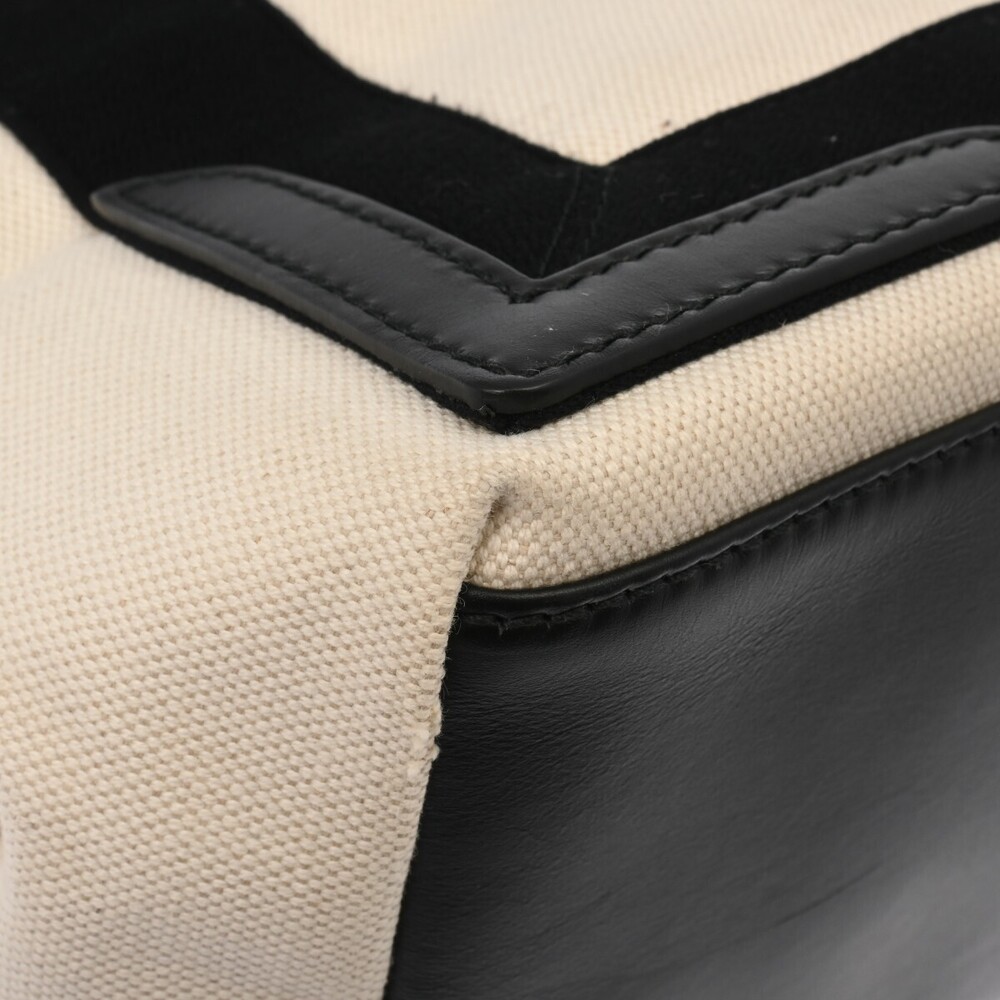 BALENCIAGA Cabas White Black Canvas Leather Handbag - Picture 8 of 11